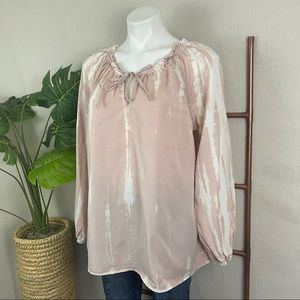 Knox Rose Pink Split-Neck Peasant Top (Sz Medium)